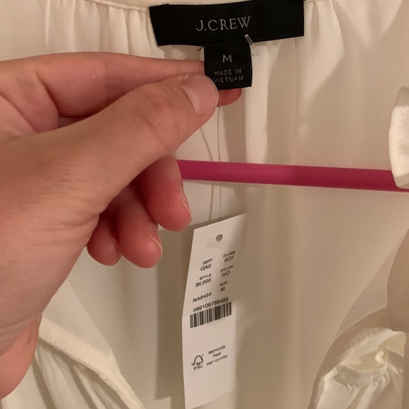 J. Crew NWT ruffle tie-neck ivory blouse - Picture 2 of 8